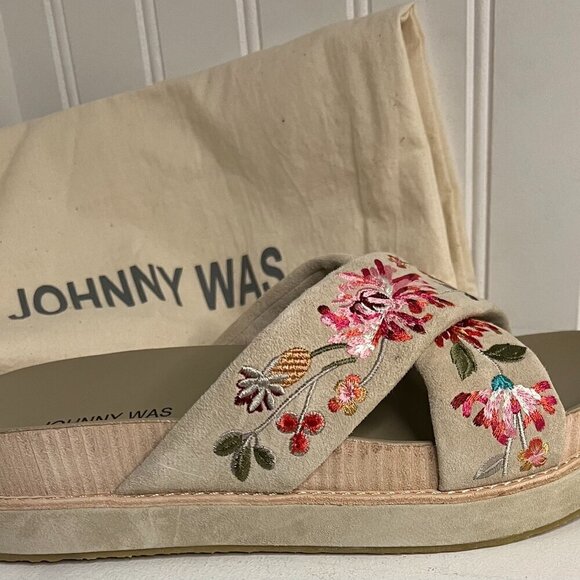 Johnny Was Viviana X Band Suede Slip On Sandal Boho Chic JWS3222 Size 8 - Picture 7 of 10